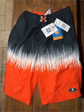Reel Legends Men's Orange, Black & White Ombre Swim Shorts